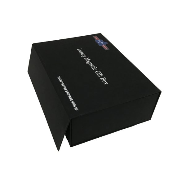 Packaging Black Gift Box Filp Magnetic Print Logo-3